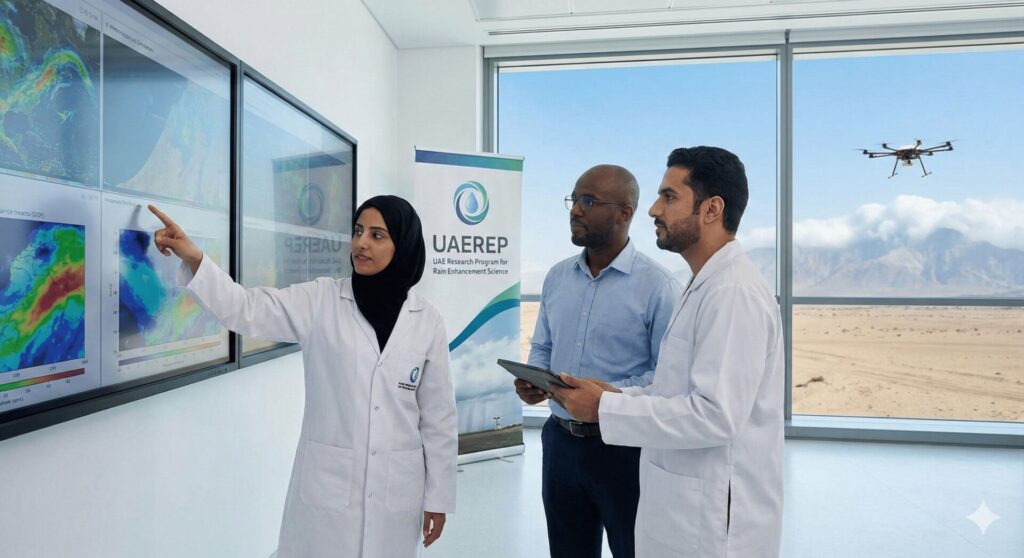 UAEREP grant winners Dr. Dixon Michael, Prof. Linda Zou, and Dr. Oliver Branch.