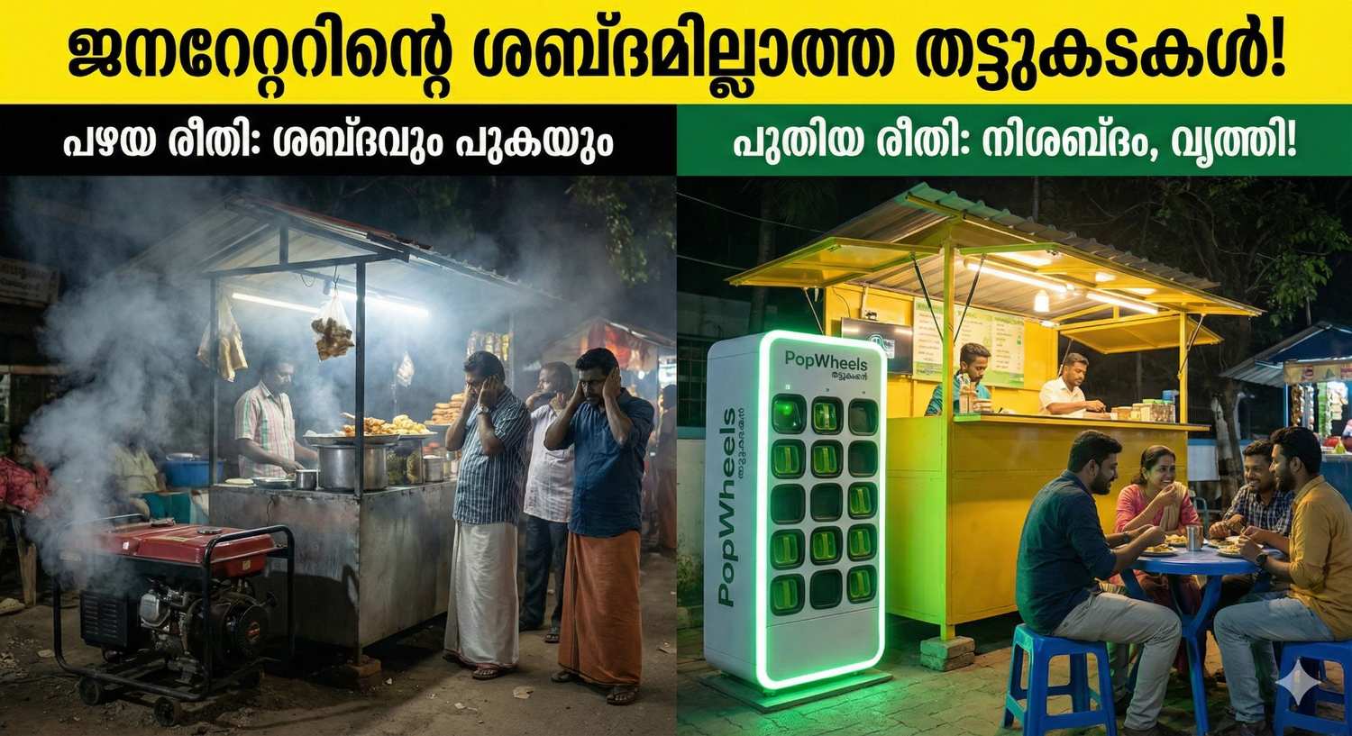 ജനറേറ്ററിന്റെ ശബ്ദവും പുകയുമില്ലാത്ത തട്ടുകടകൾ! ന്യൂയോർക്കിലെ 'പോപ്പ്‌വീൽസ്' ഇ-ബൈക്ക് ബാറ്ററി സ്വാപ്പിംഗ് മാതൃക കേരളത്തിന് എങ്ങനെ ഗുണകരമാകും? ഈ പുതിയ മാറ്റത്തെക്കുറിച്ച് വിശദമായി അറിയാം.